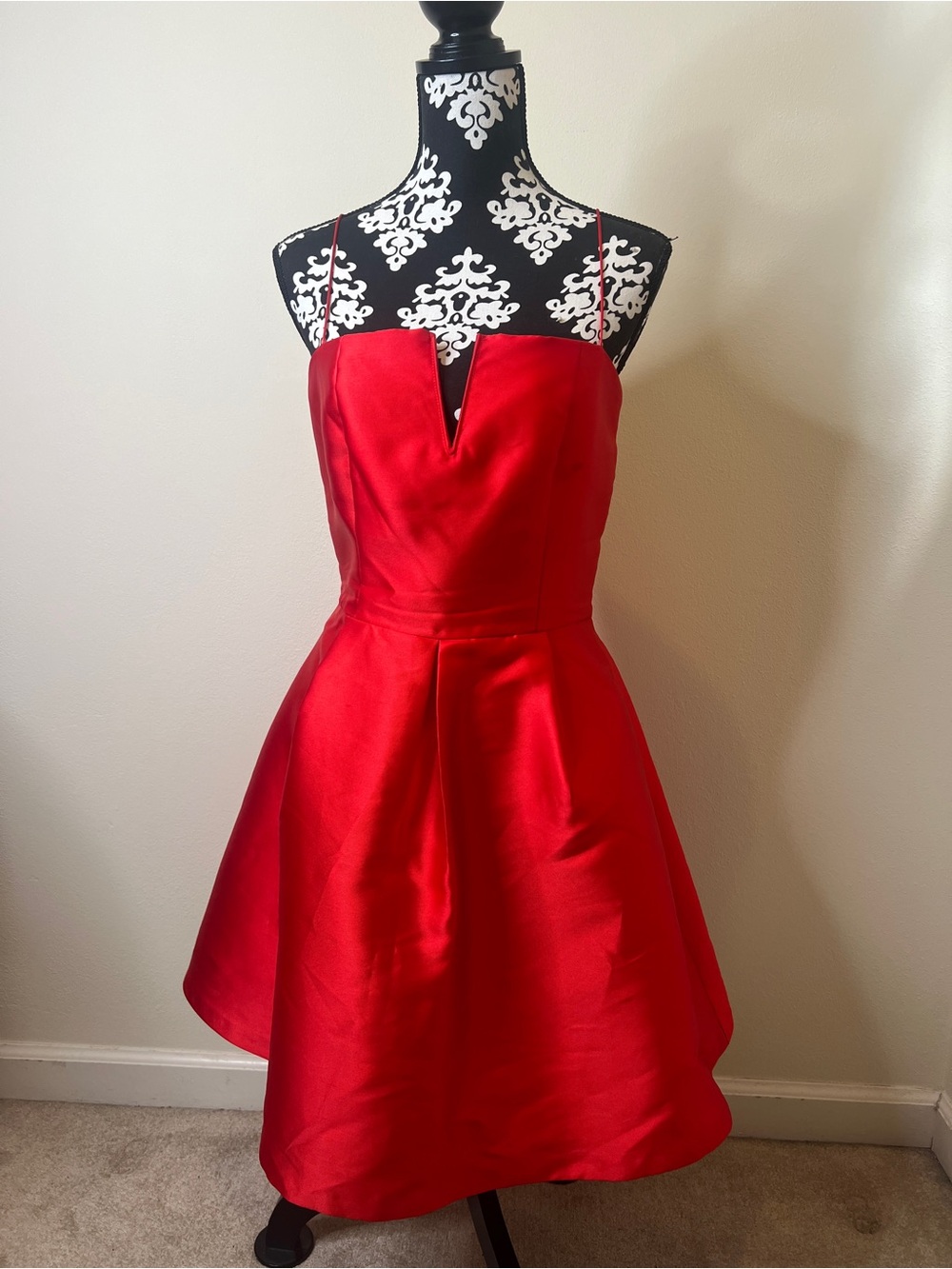 Gianni Bini Red Satin Fit-and-Flare Mini Dress